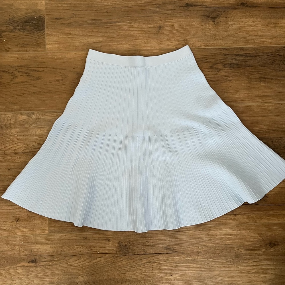 Pink Tartan A-line knit mini skirt in pale blue size s new with tags.